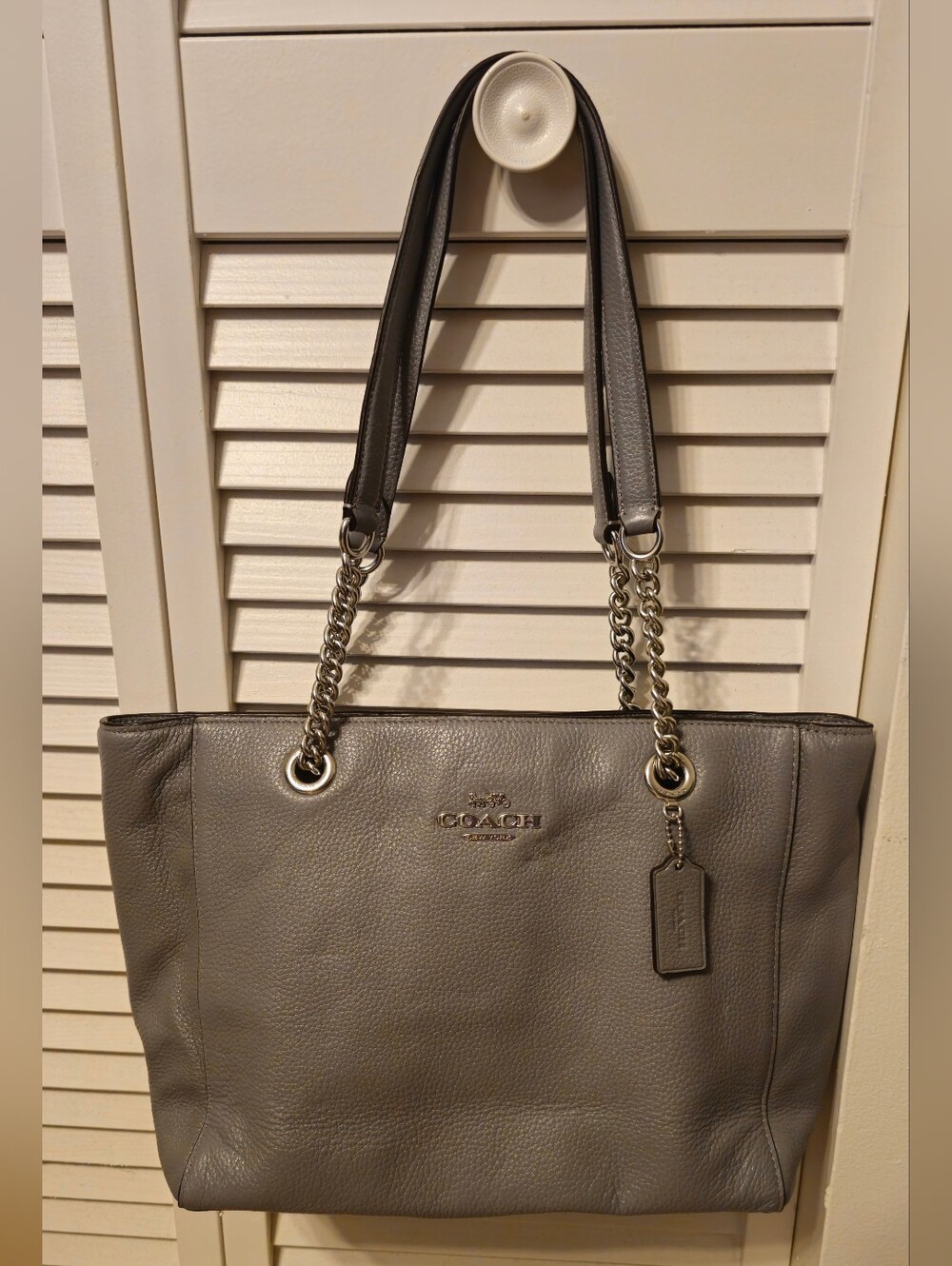 Coach Pebble Leather Tote Bag in Gray